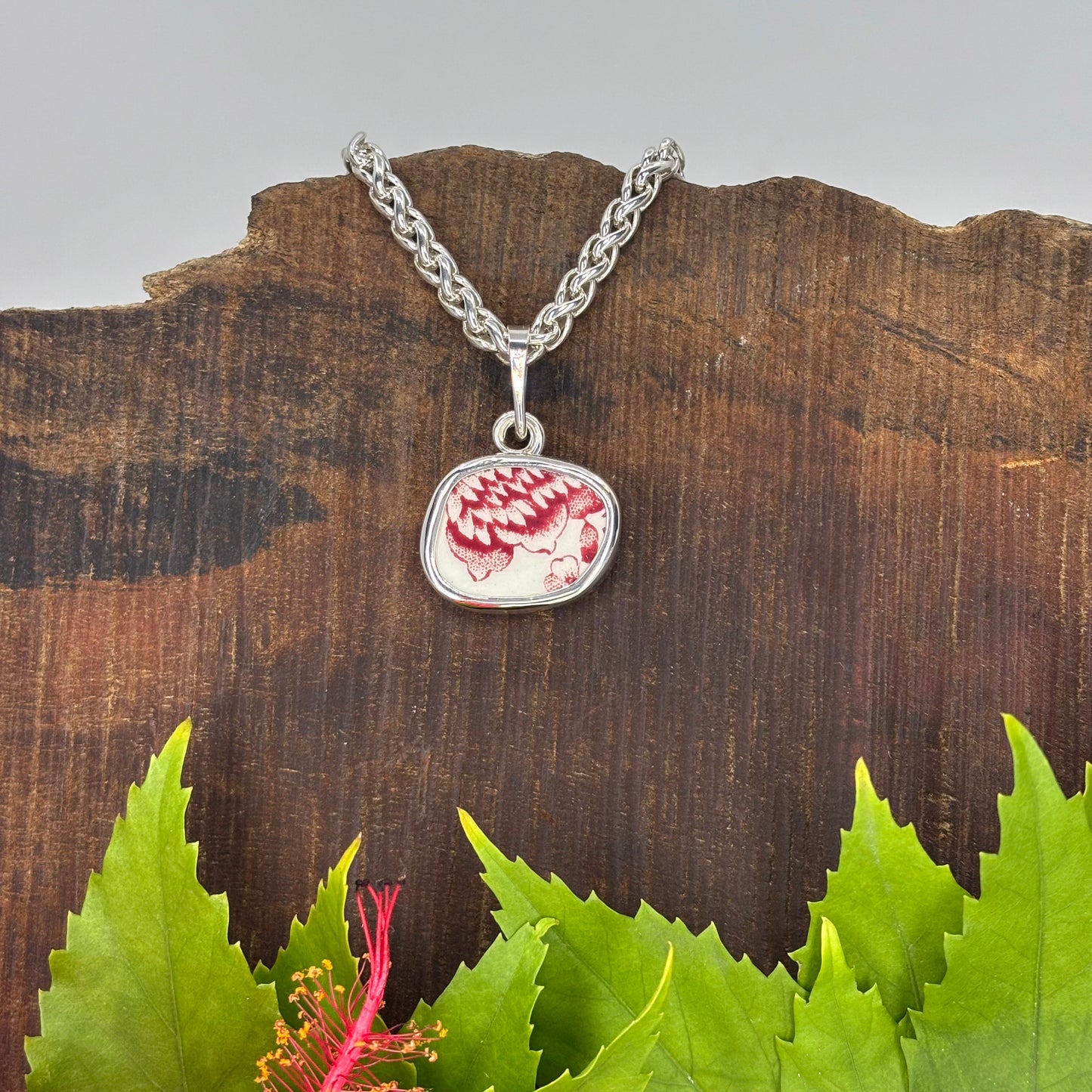 Crimson Bloom Sterling Silver Pendant Medium
