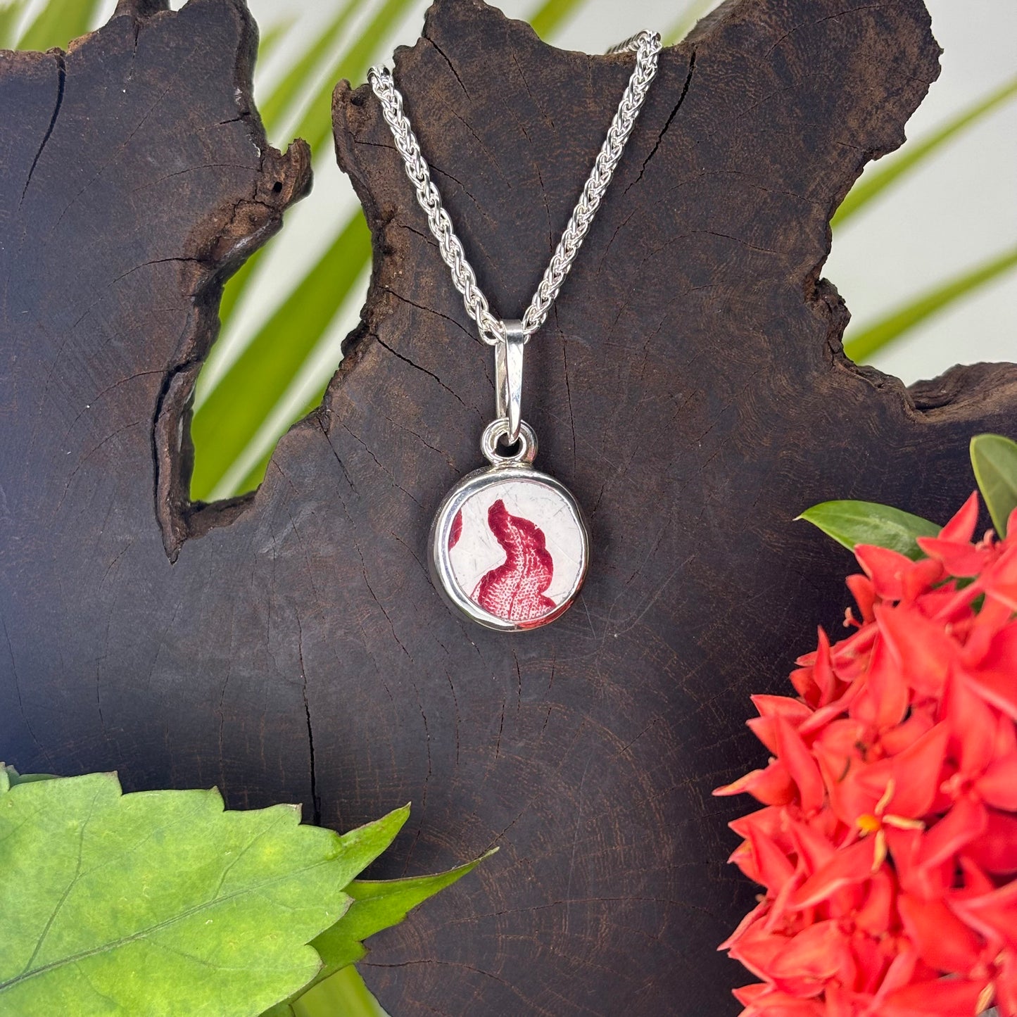 Crimson Flame Sterling Silver Pendant Small