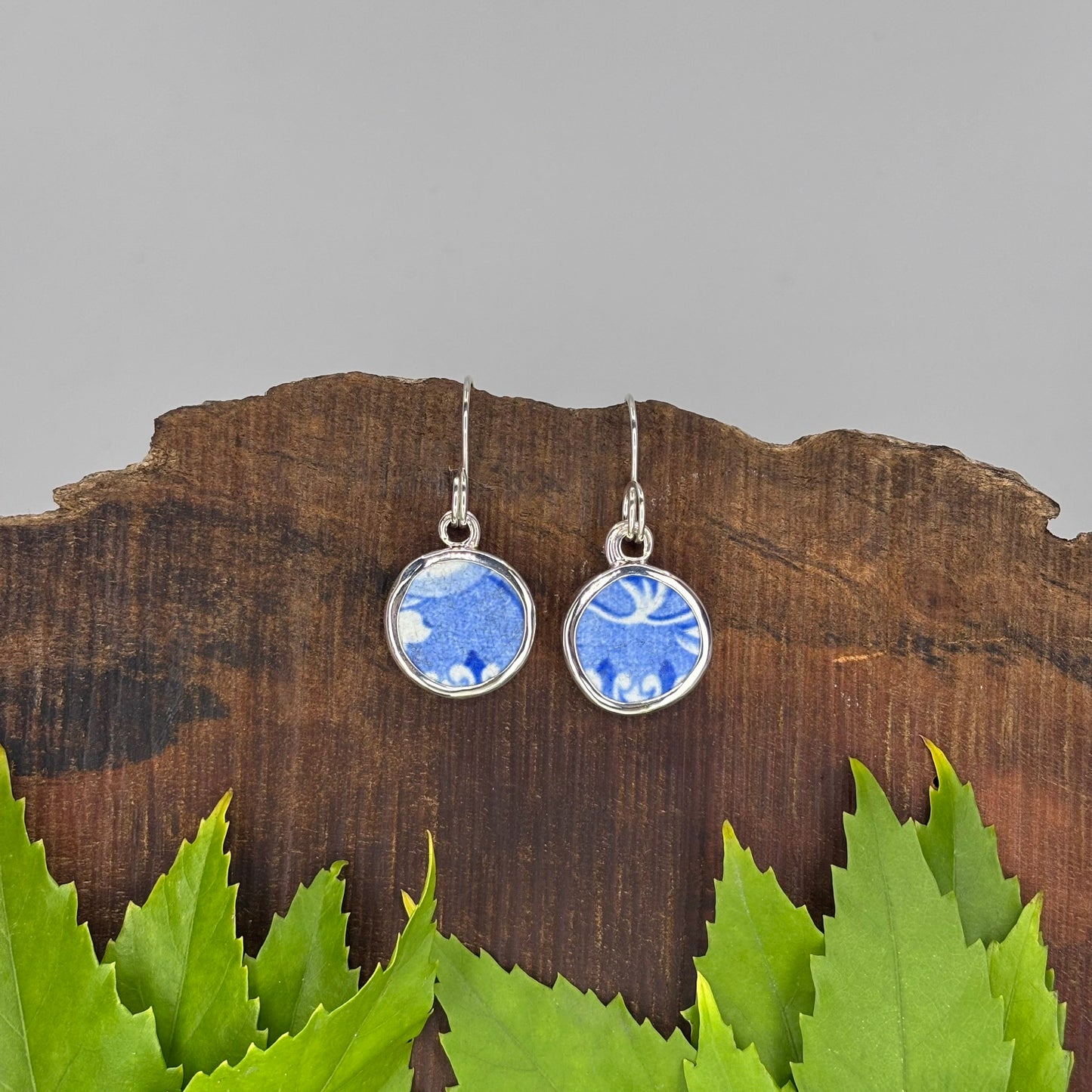 Ocean Scroll Sterling Silver Earrings Round