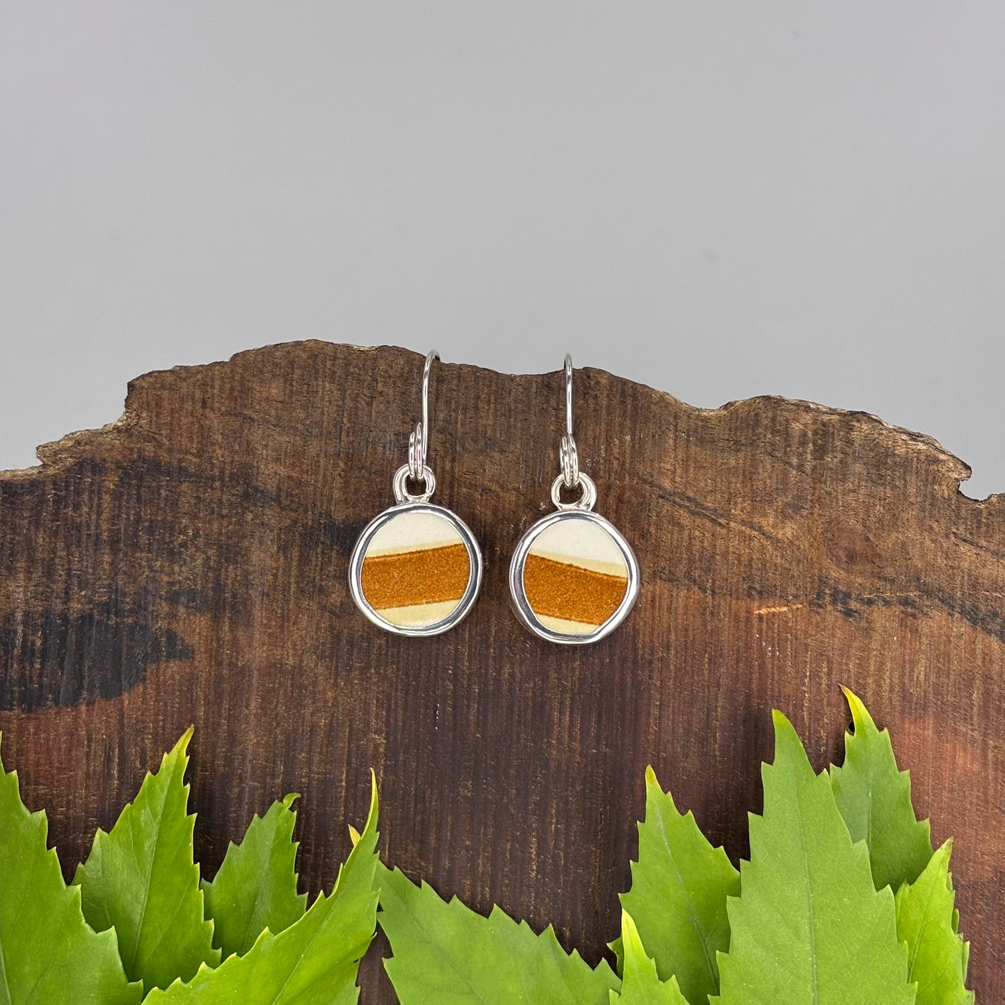 Sunstripe Sterling Silver Earrings Round