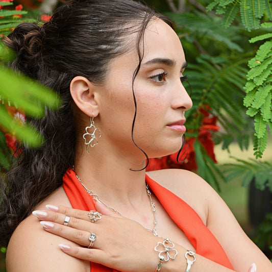 clover drop earring-14k Gold-Large-