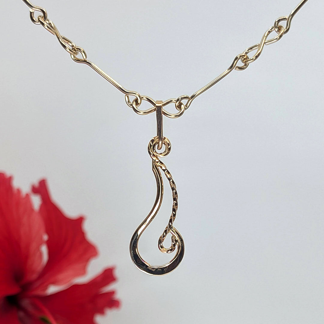 fire pendant-Two-Tone (Silver & 14k Gold)-One Size-