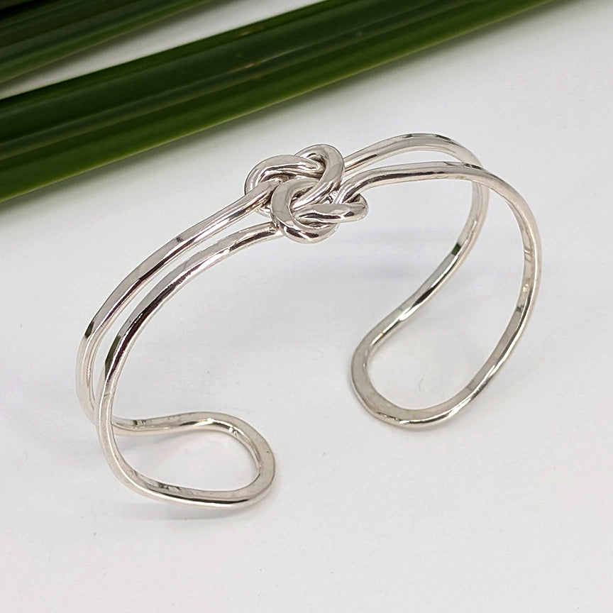 friendship knot cuff bracelet-Sterling Silver-Small-