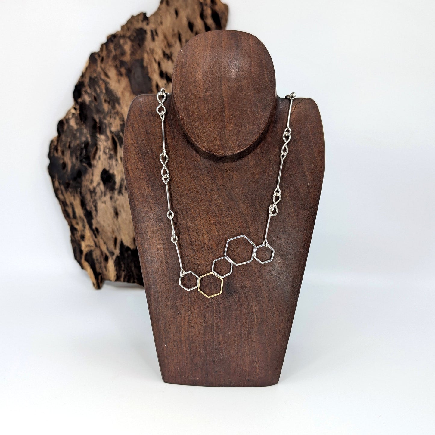 honeycomb light cluster chain necklace-Two-Tone (Silver & 14k Gold)-One Size-