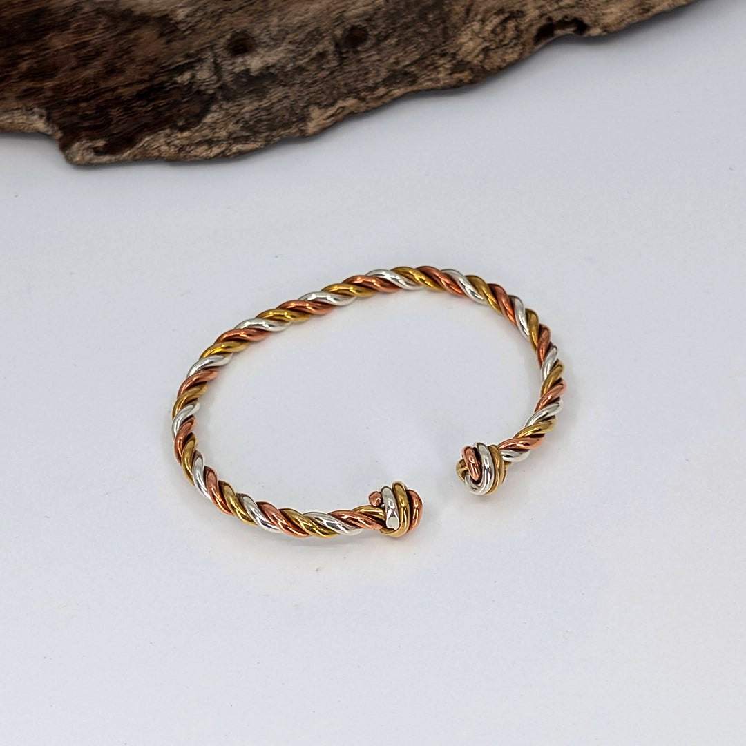 twisted knot thin cuff bracelet-Sterling Silver-Large-