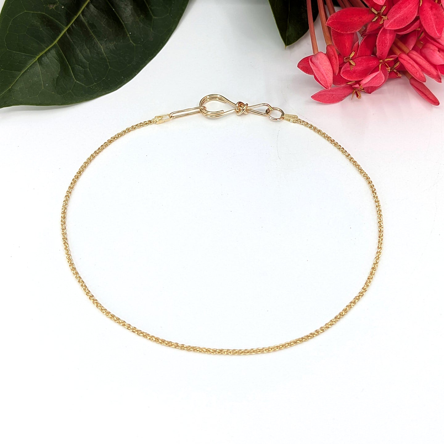 wheat medium chain anklet-14k Gold-Anklet-