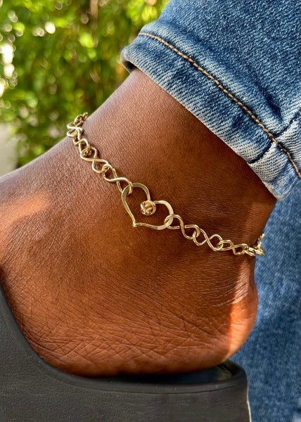 Heart Anklet Crucian Gold
