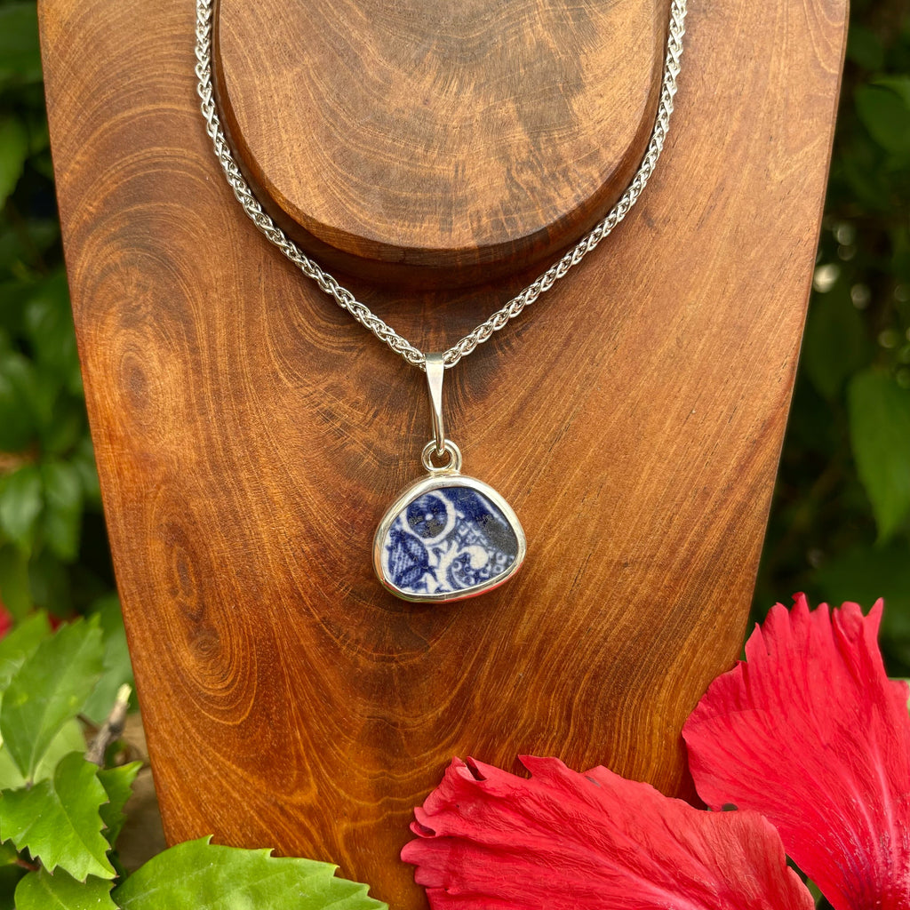 Blue Willow Sterling Silver Pendant