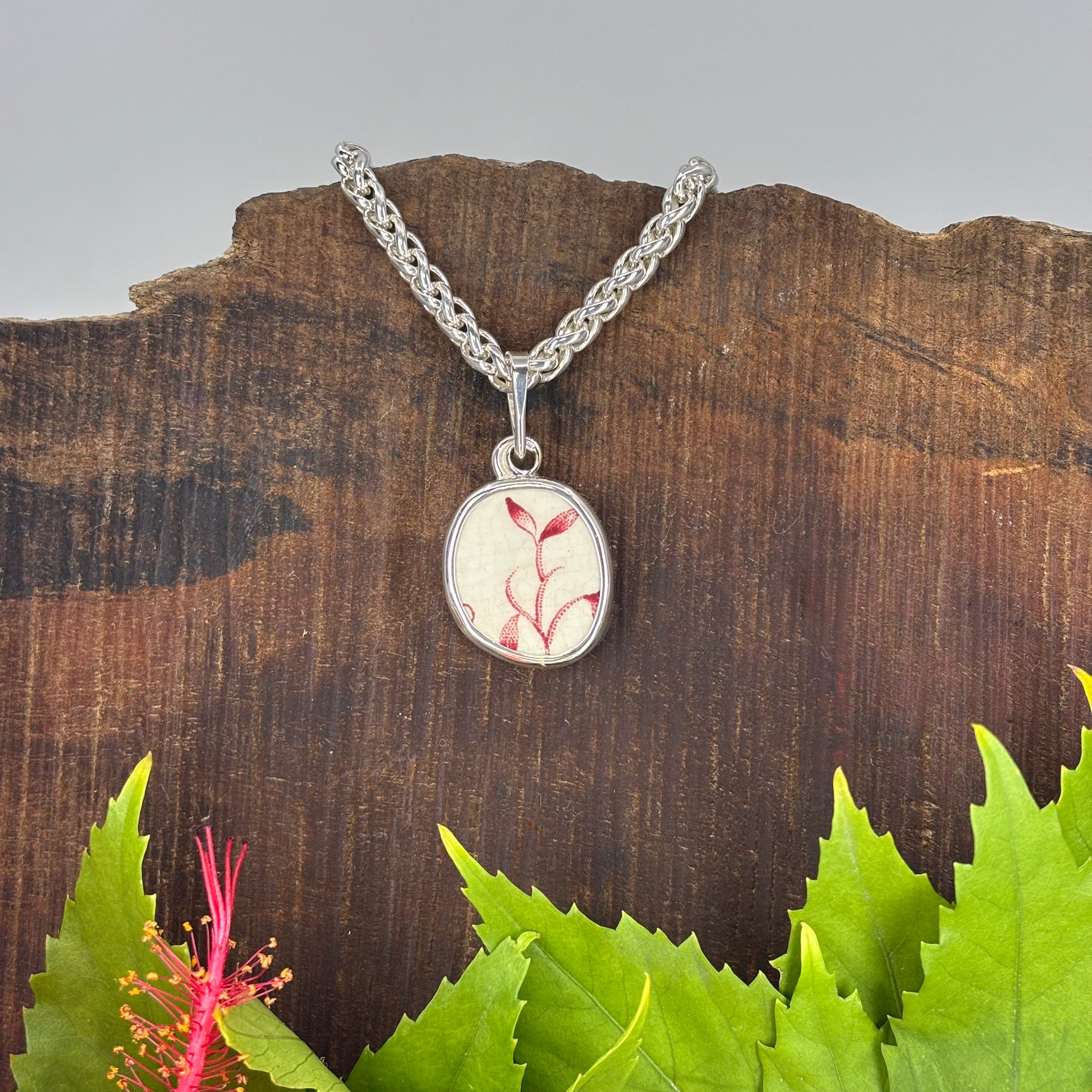 Crimson Sprout Sterling Silver Pendant Large