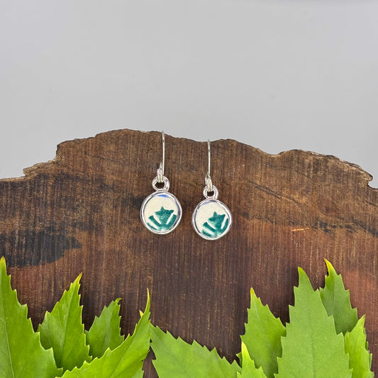Emerald Sprout Sterling Silver Earrings Round