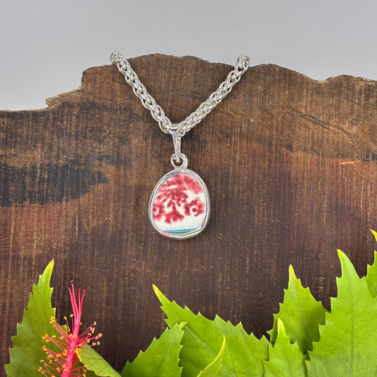 Fired Bloom Sterling Silver Pendant Medium