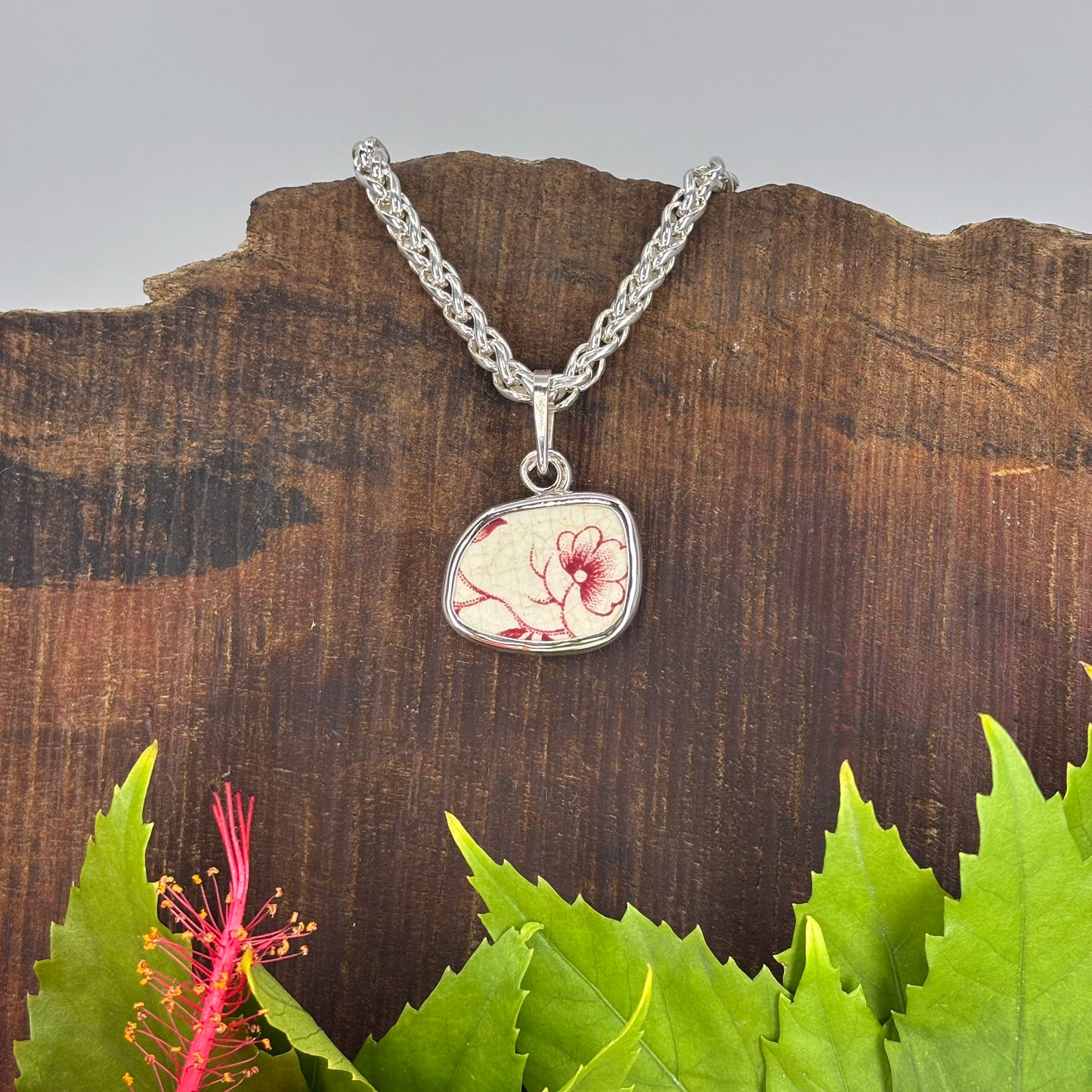 Hibiscus Whispers Sterling Silver Pendant Medium