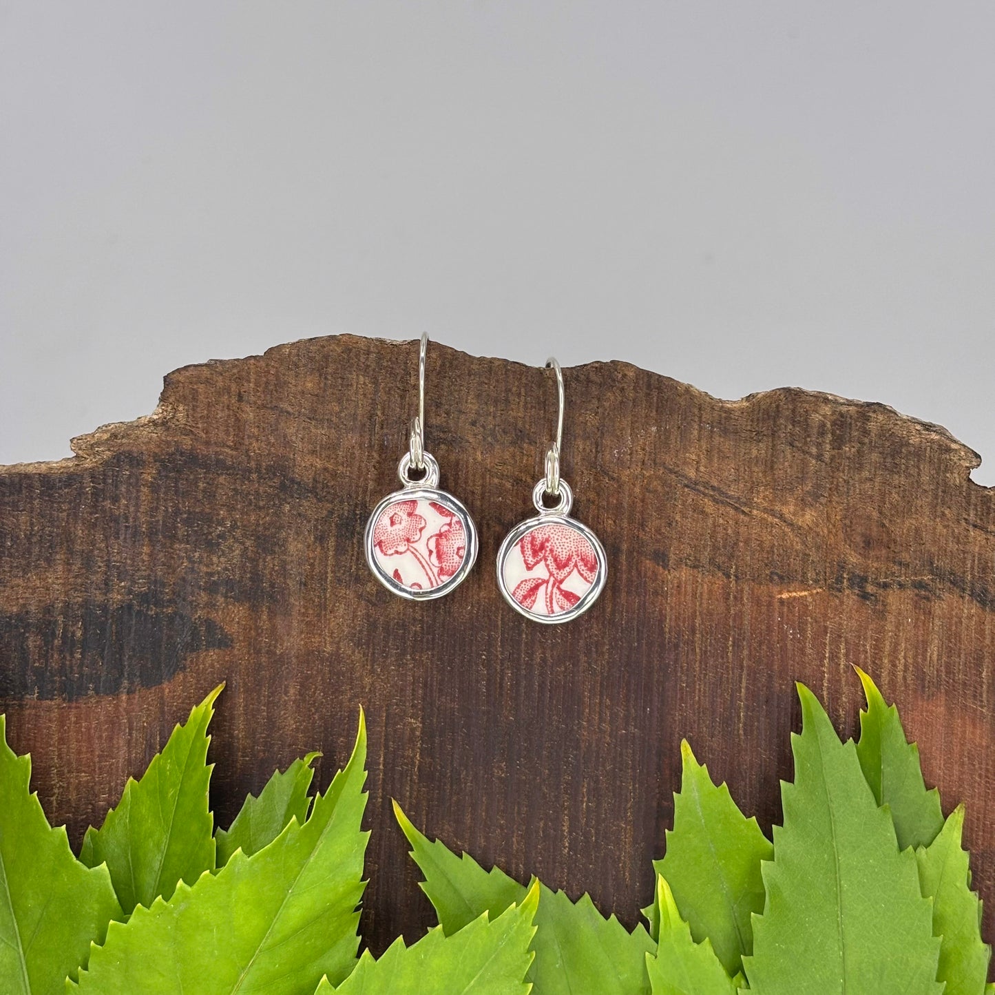 Rose Petal Sterling Silver Earrings Round