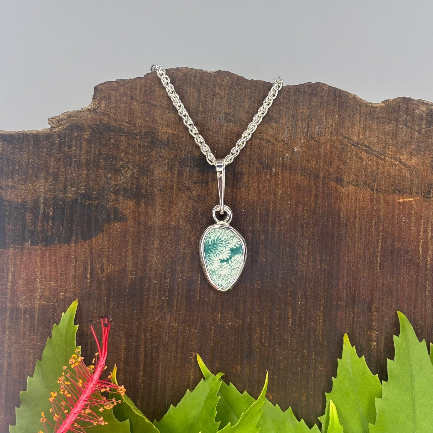 Sea Fern Shadows Sterling Silver Pendant Small