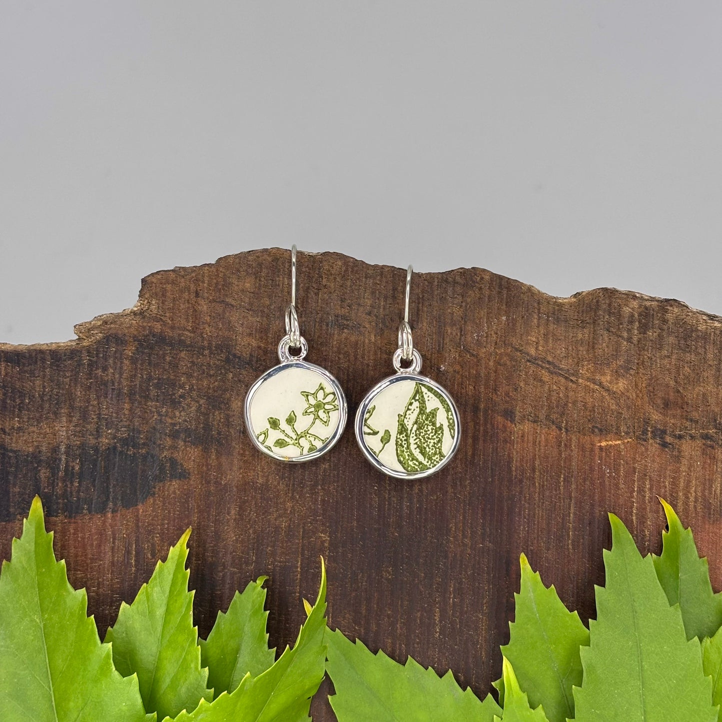 Vine & Bloom Sterling Silver Earrings Round