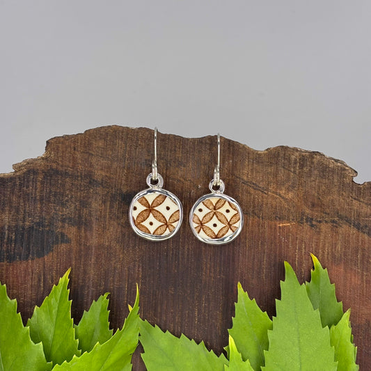 Vintage Flora Sterling Silver Earrings Round