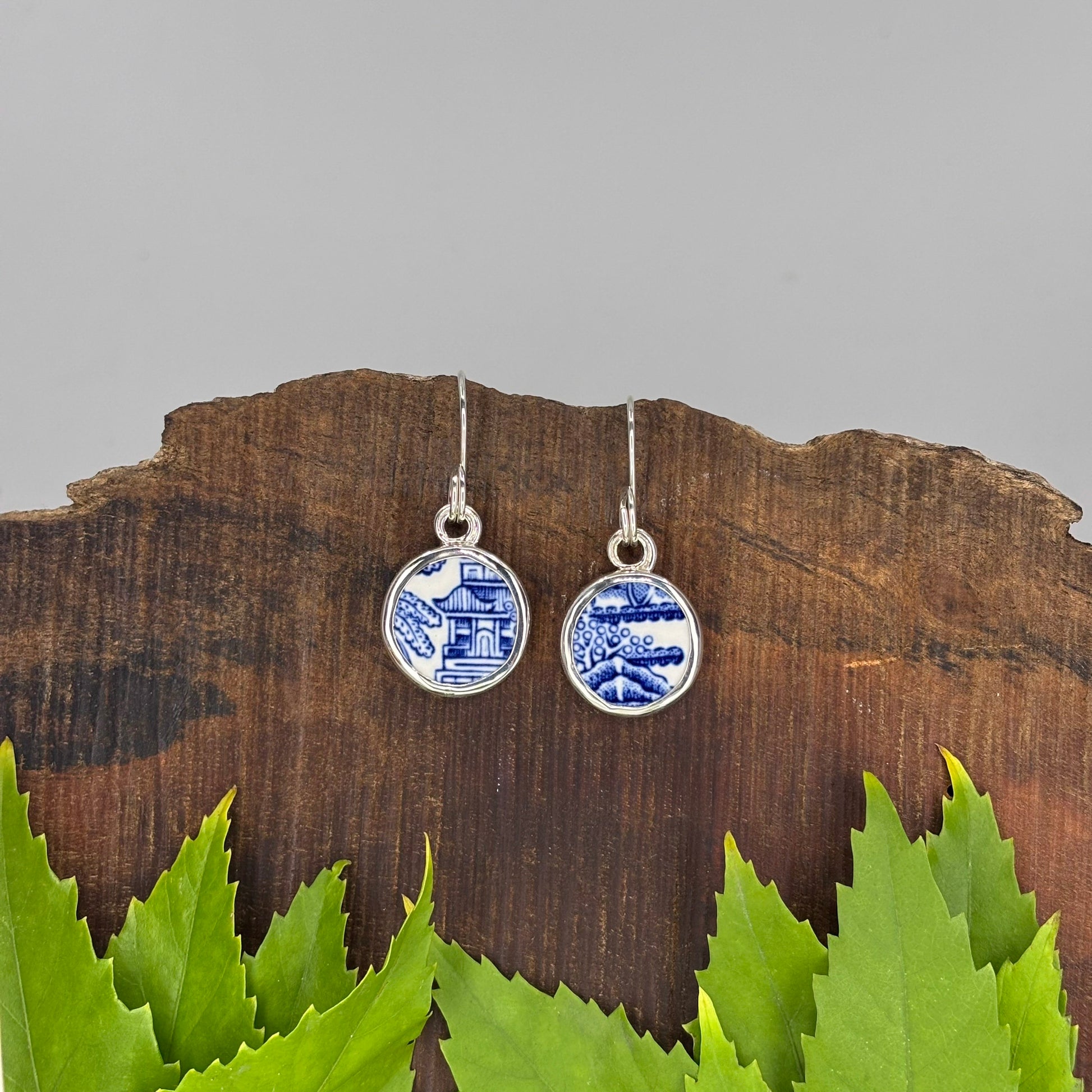 Willow & Pagoda Sterling Silver Earrings Round