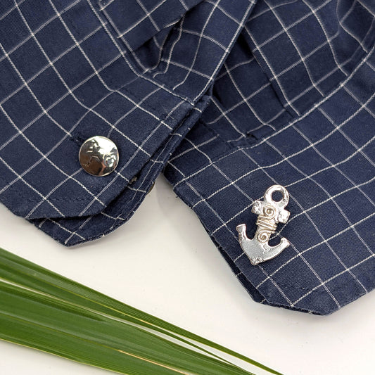 anchor cuff link-Sterling Silver-One Size-