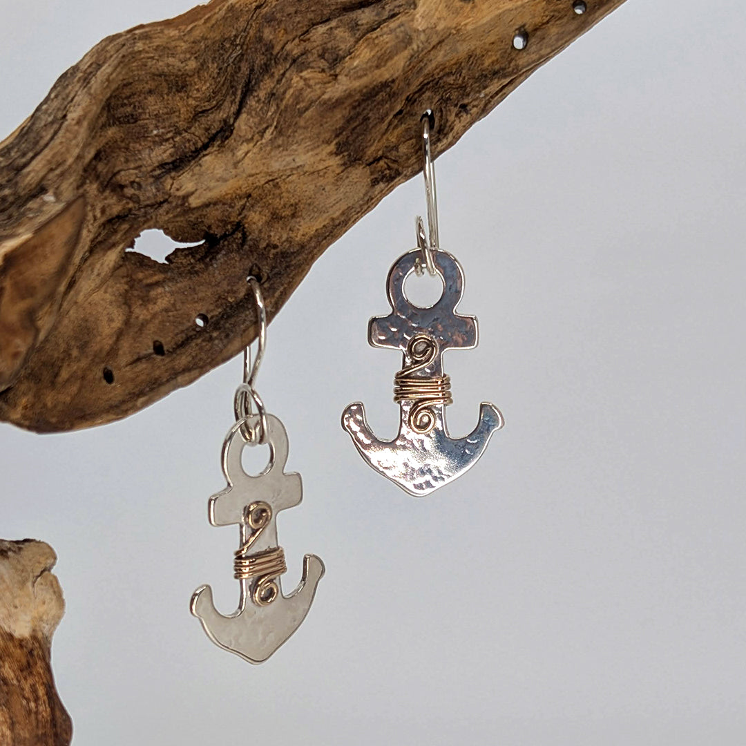 anchor drop earring-Sterling Silver-One Size-