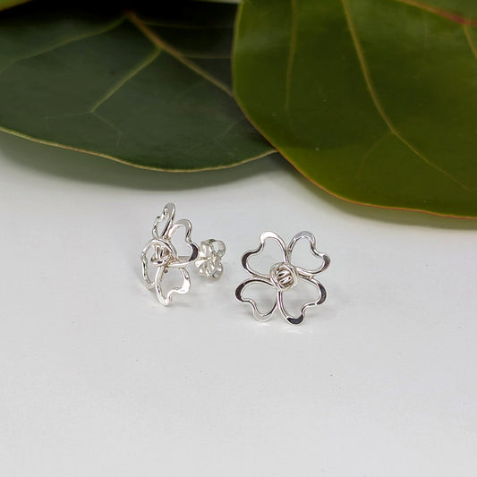 clover post earring-Sterling Silver-One Size-