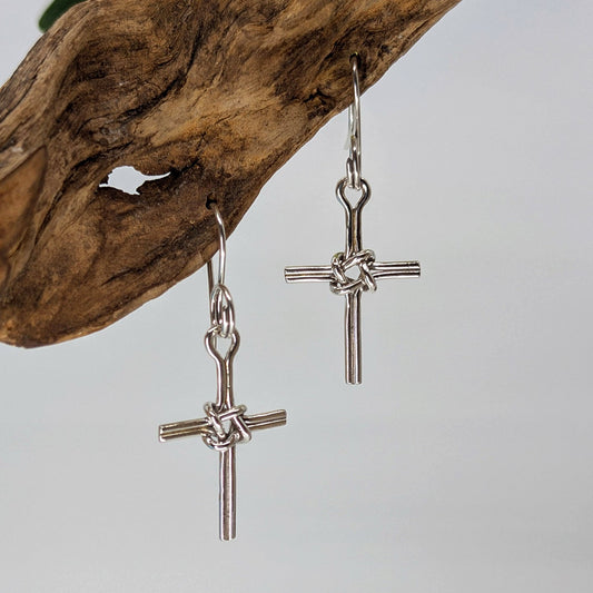 cross masthead drop earring-Sterling Silver-One Size-