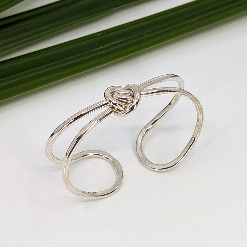crucian knot cuff bracelet-Sterling Silver-Small-
