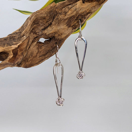 crucian knot drop large earring-Sterling Silver-Large-