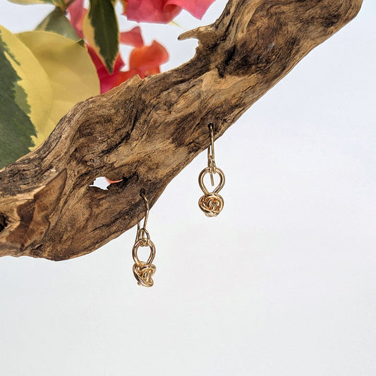 crucian knot drop small earring-14k Gold-Small-