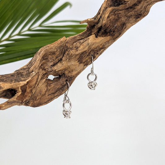 crucian knot drop small earring-Sterling Silver-Small-