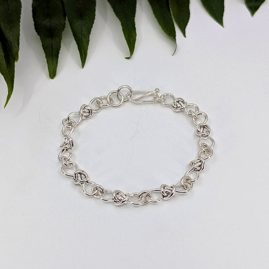 crucian knot heavy chain bracelet-Sterling Silver-Hand-