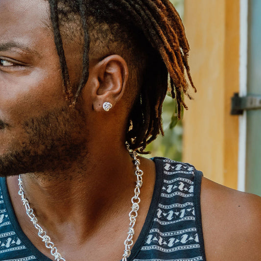 crucian knot post earring-Sterling Silver-Small-