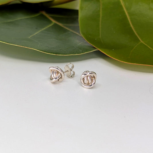 crucian knot post earring-Sterling Silver-X Small-