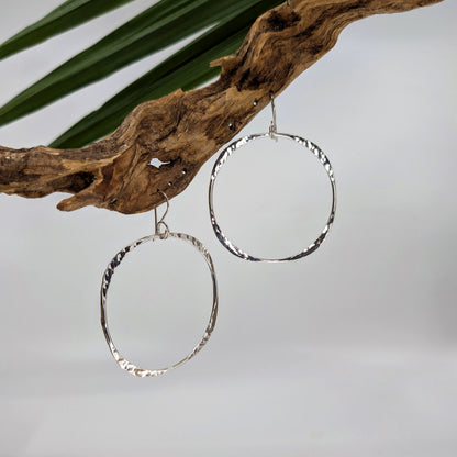 four corners hoop earring-Sterling Silver-Large-