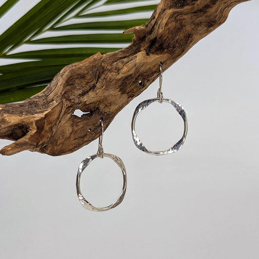 four corners hoop earring-Sterling Silver-Medium-