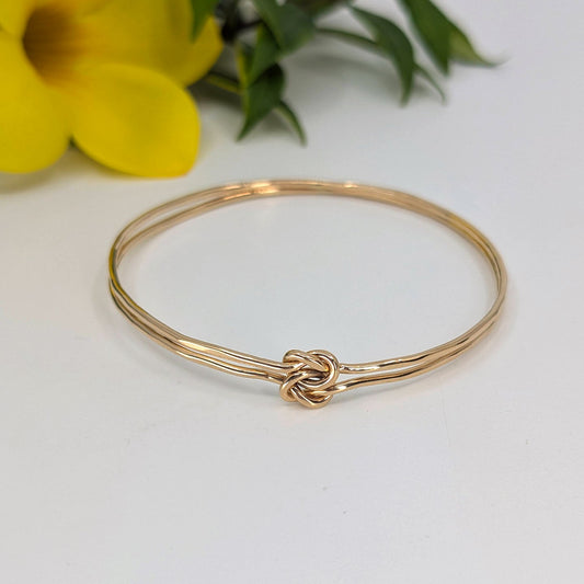 friendship knot bangle bracelet-Sterling Silver-Small-