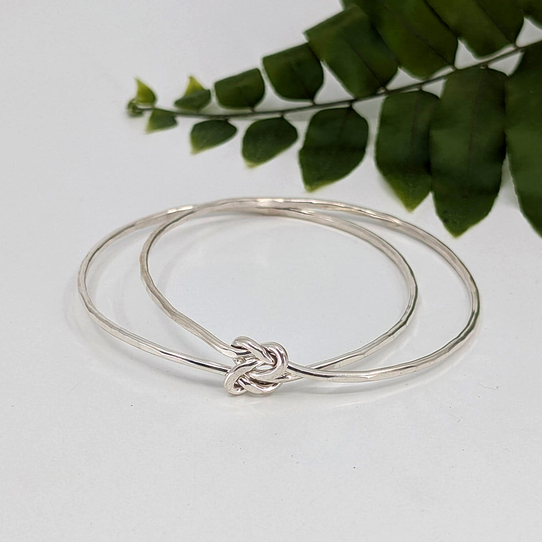 friendship knot bangle bracelet-Sterling Silver-Medium-