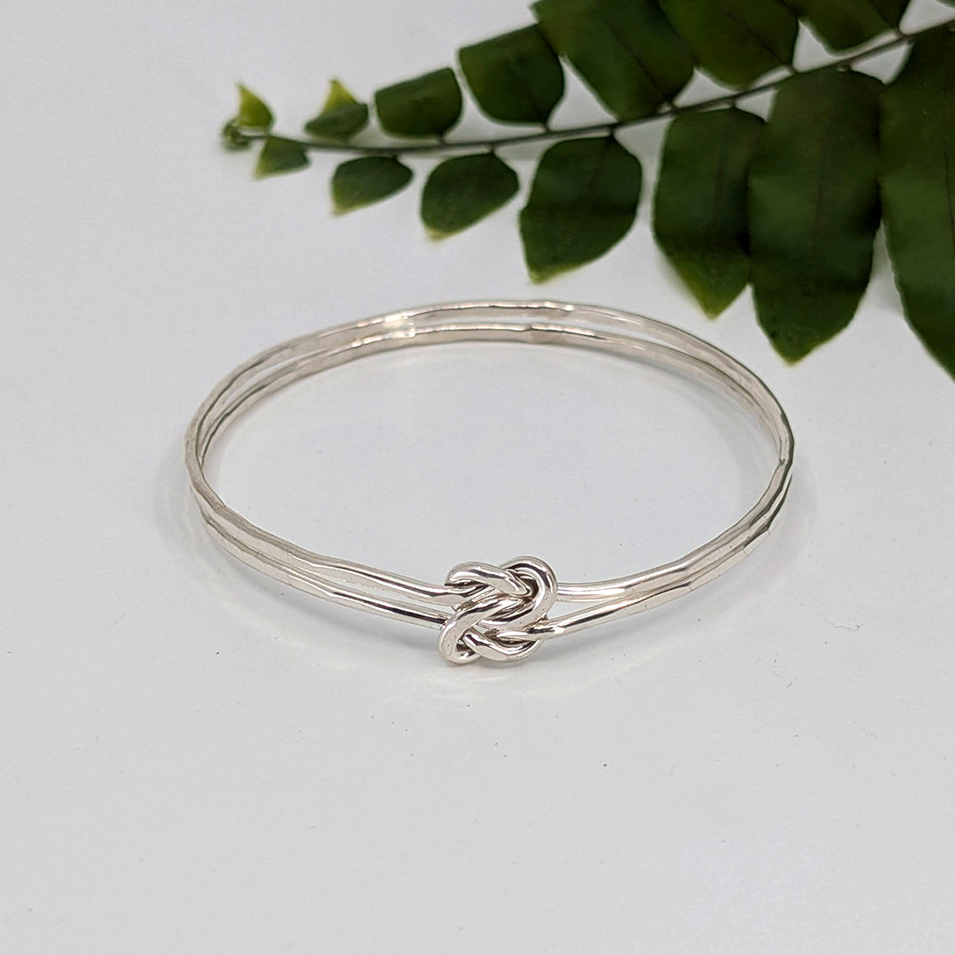 friendship knot bangle bracelet-Sterling Silver-Large-