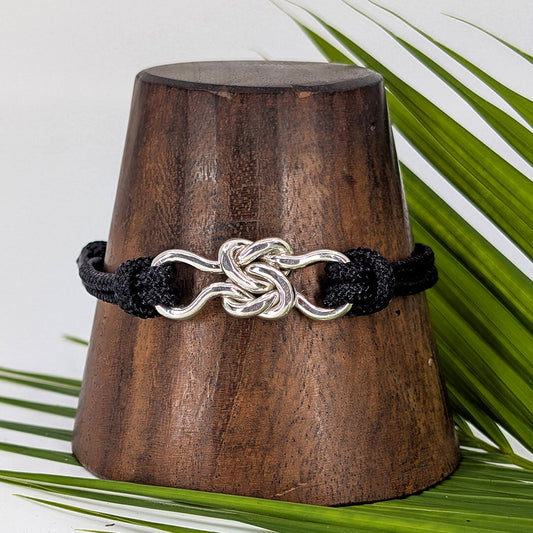friendship knot cord bracelet-Sterling Silver-Large-