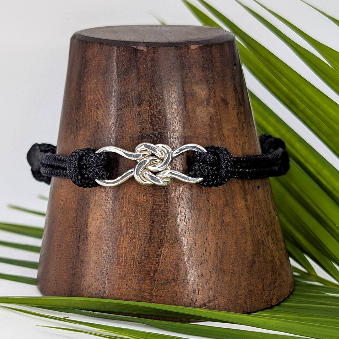 friendship knot cord bracelet-Sterling Silver-Medium-