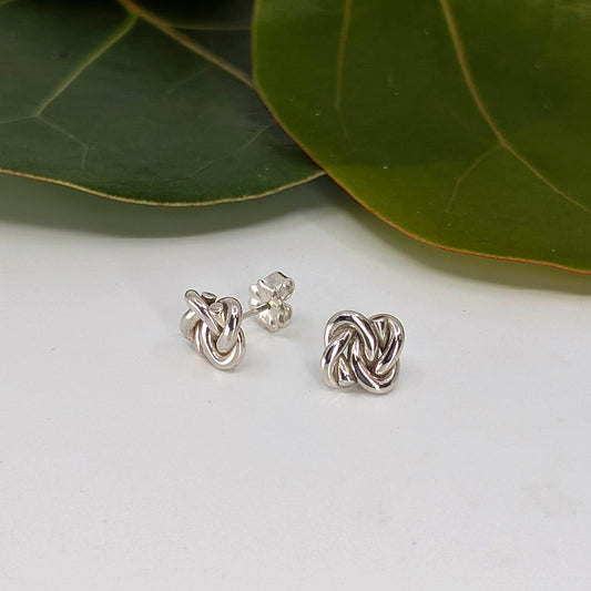 friendship knot post earring-Sterling Silver-One Size-