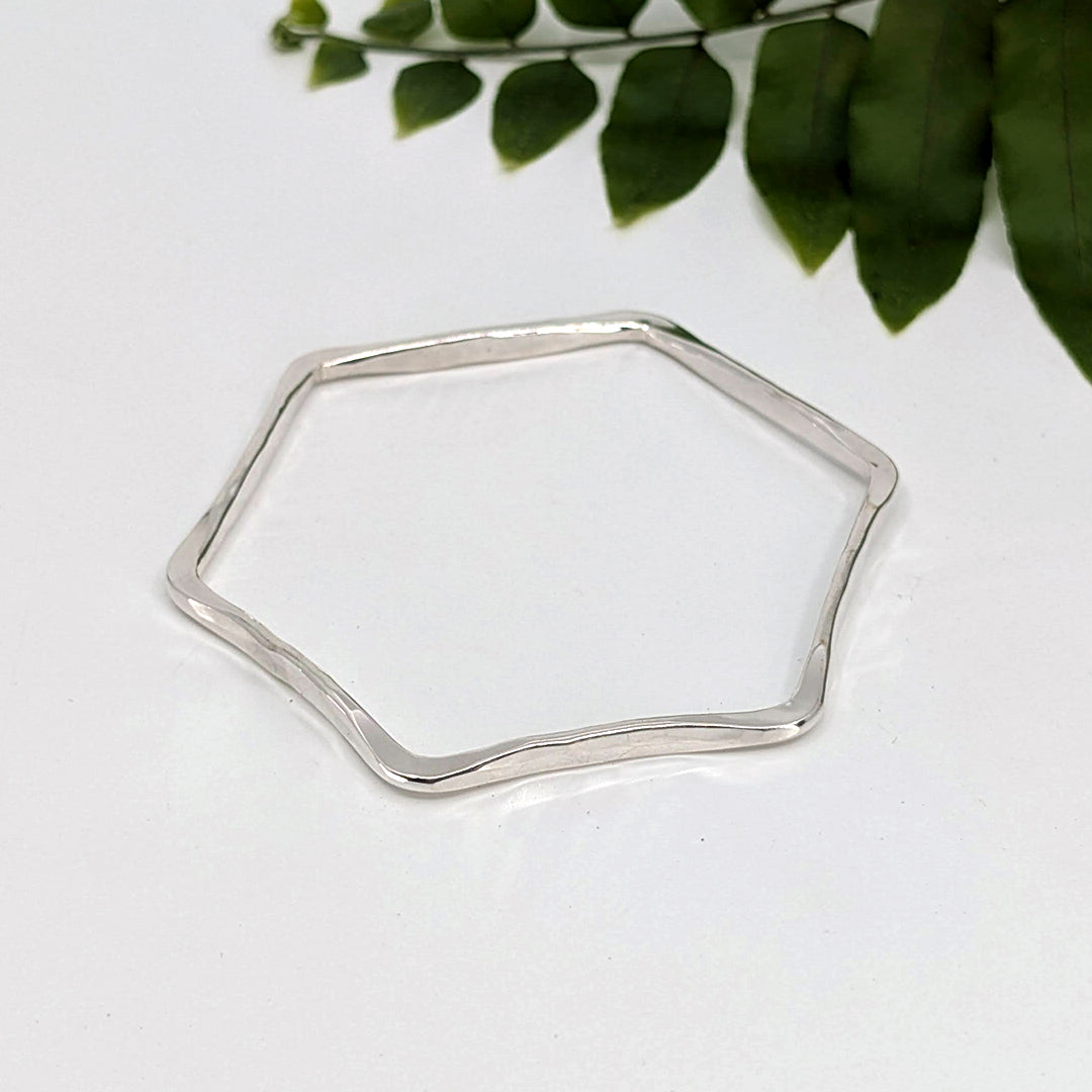 honeycomb bangle bracelet-Sterling Silver-Medium-