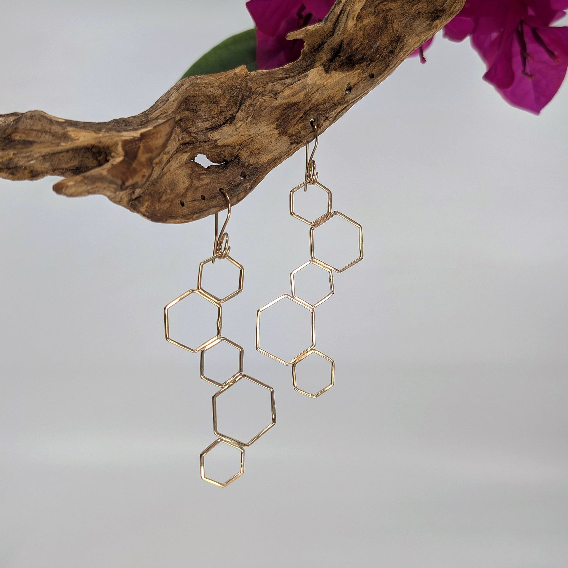 honeycomb cluster earring-Two-Tone (Silver & 14k Gold)-One Size-