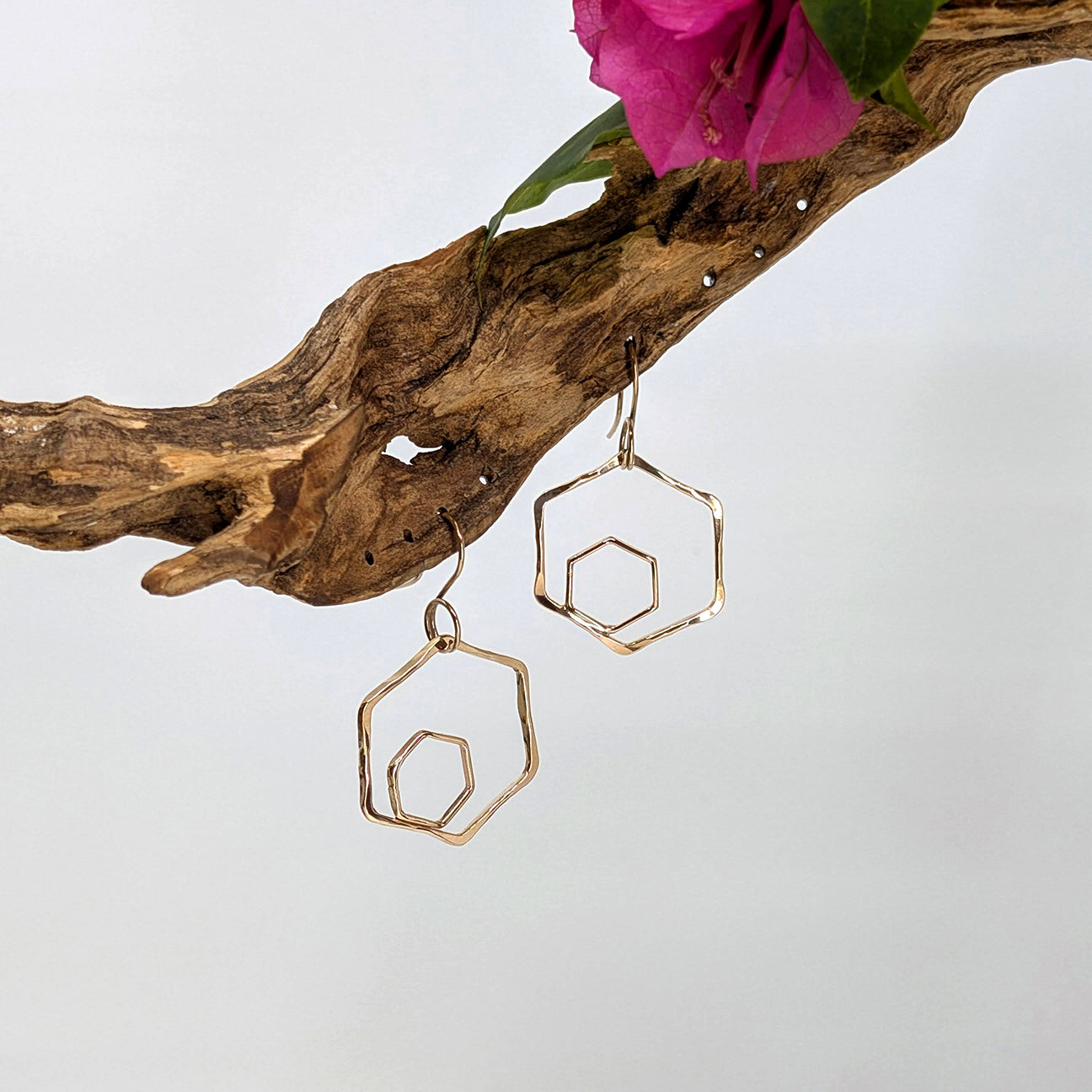 honeycomb hoop earring---