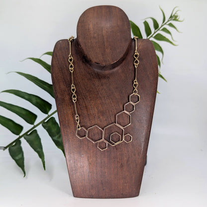 honeycomb heavy cluster chain necklace-Two-Tone (Silver & 14k Gold)-One Size-