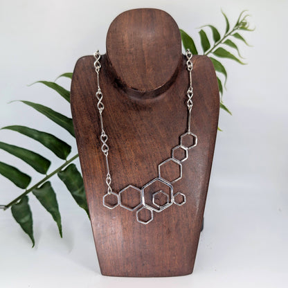 honeycomb heavy cluster chain necklace-Sterling Silver-One Size-