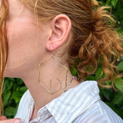 honeycomb hoop earring-14k Gold-Large-