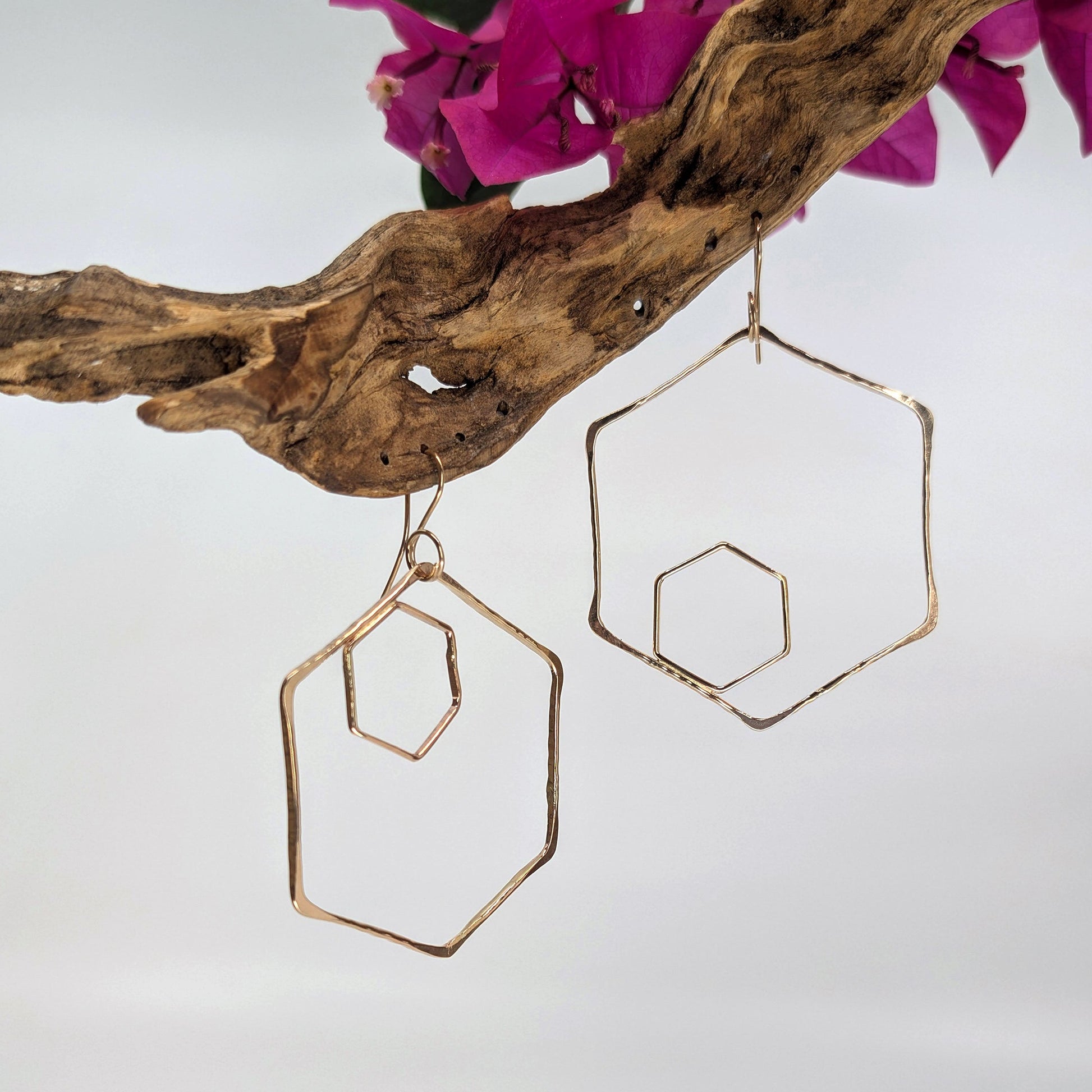 honeycomb hoop earring-14k Gold-Small-