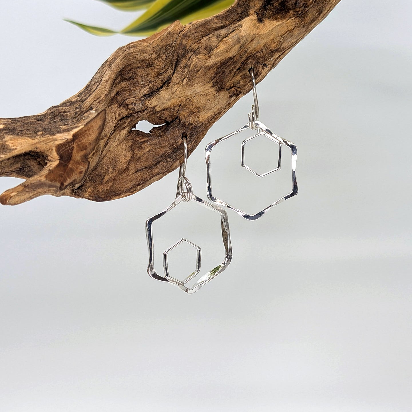 honeycomb hoop earring-Sterling Silver-Small-