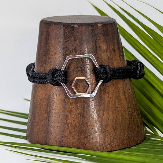 honeycomb cord bracelet-Two-Tone (Silver & 14k Gold)-Medium-