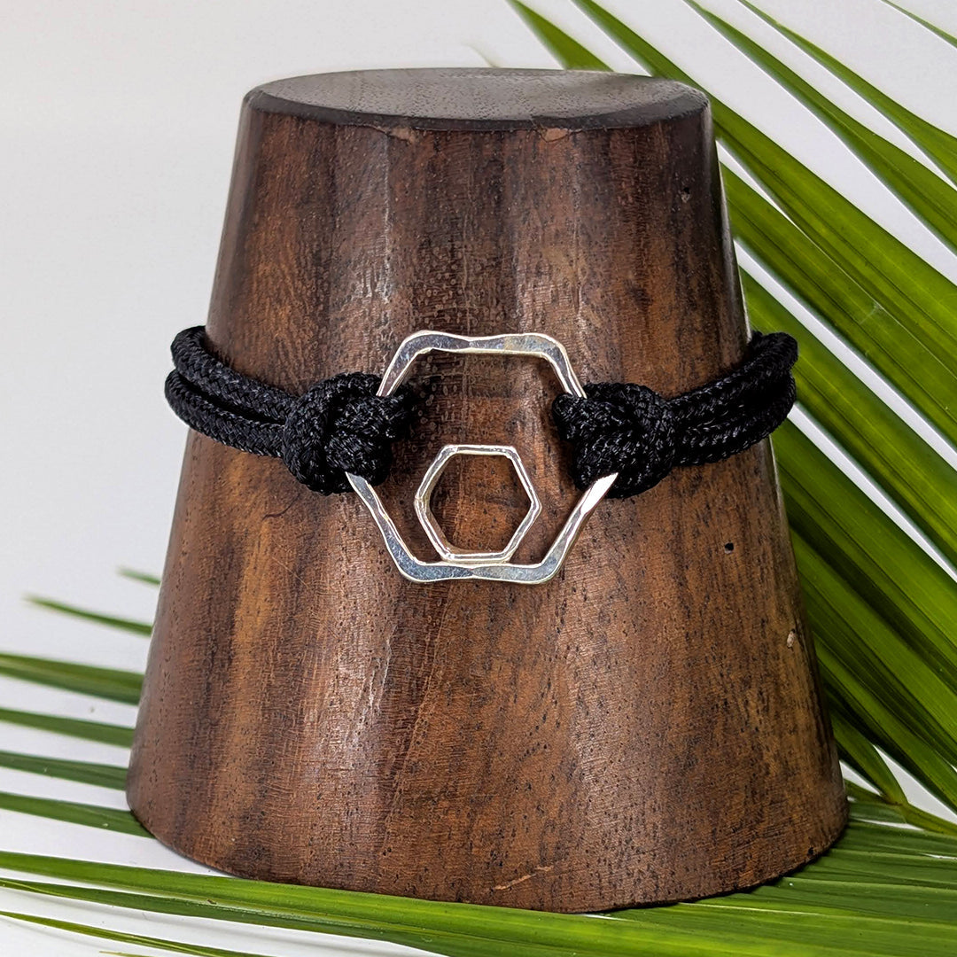 honeycomb cord bracelet-Sterling Silver-Medium-